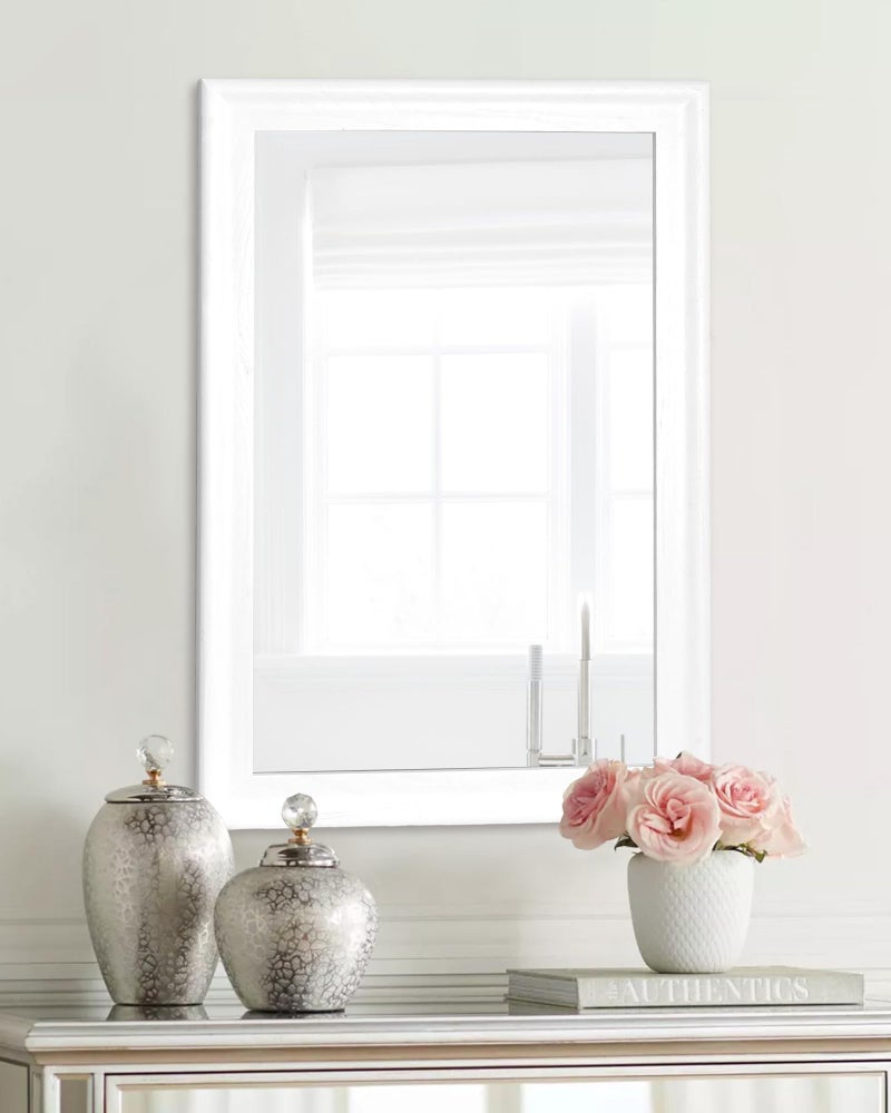 CULER White Wood Wall Mirror for Bathroom,Rectangle 20 x 30 inch Hanging Vatiny Mirrors with Wooden Frame for Living Room,Bedroom,Entryway - Image 3