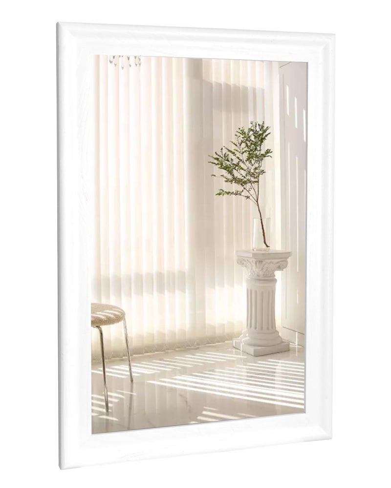 CULER White Wood Wall Mirror for Bathroom,Rectangle 20 x 30 inch Hanging Vatiny Mirrors with Wooden Frame for Living Room,Bedroom,Entryway - Image 1