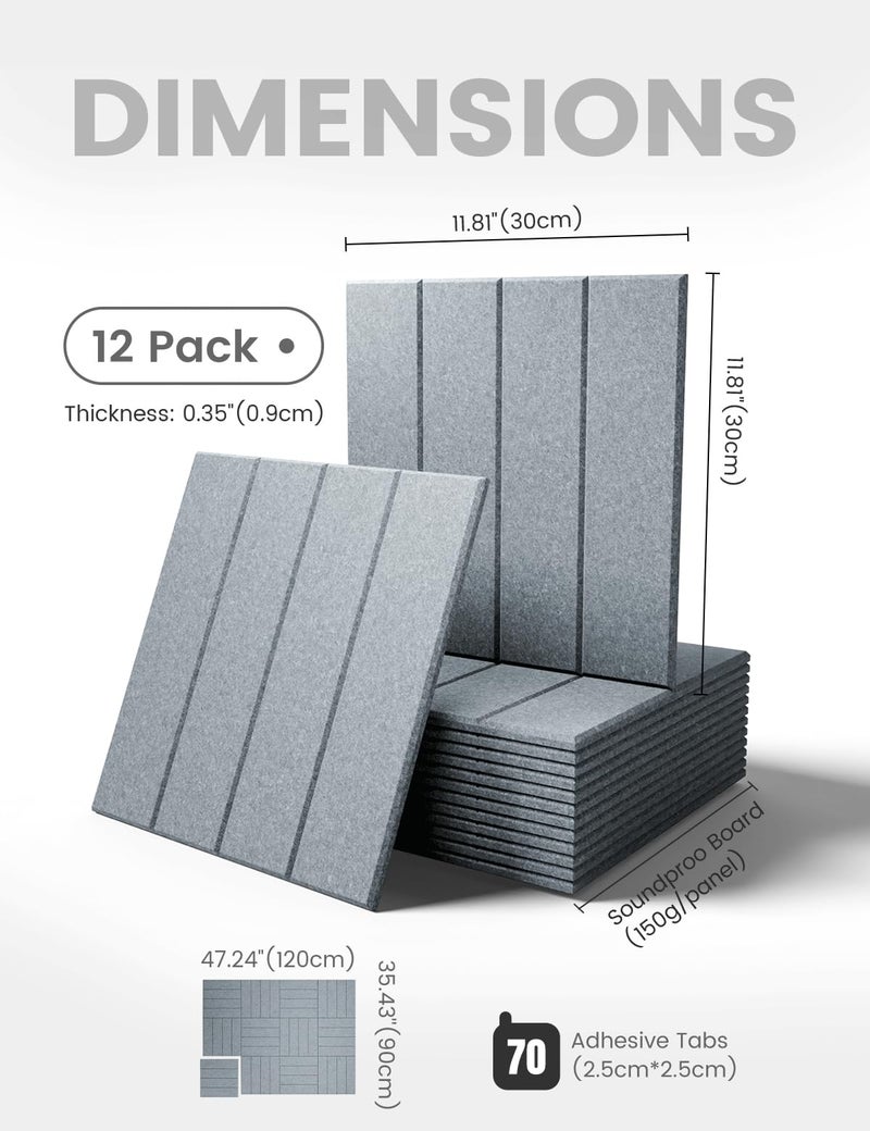 Fluxynara Large Felt Bulletin Board 48" x 36" Cork Board Alternative-12 Pack with 70 Safe Removable Adhesive Tabs, Cork Boards for Walls Cork Board for Home Office Classroom Pin Board-Blue Gray - Image 2