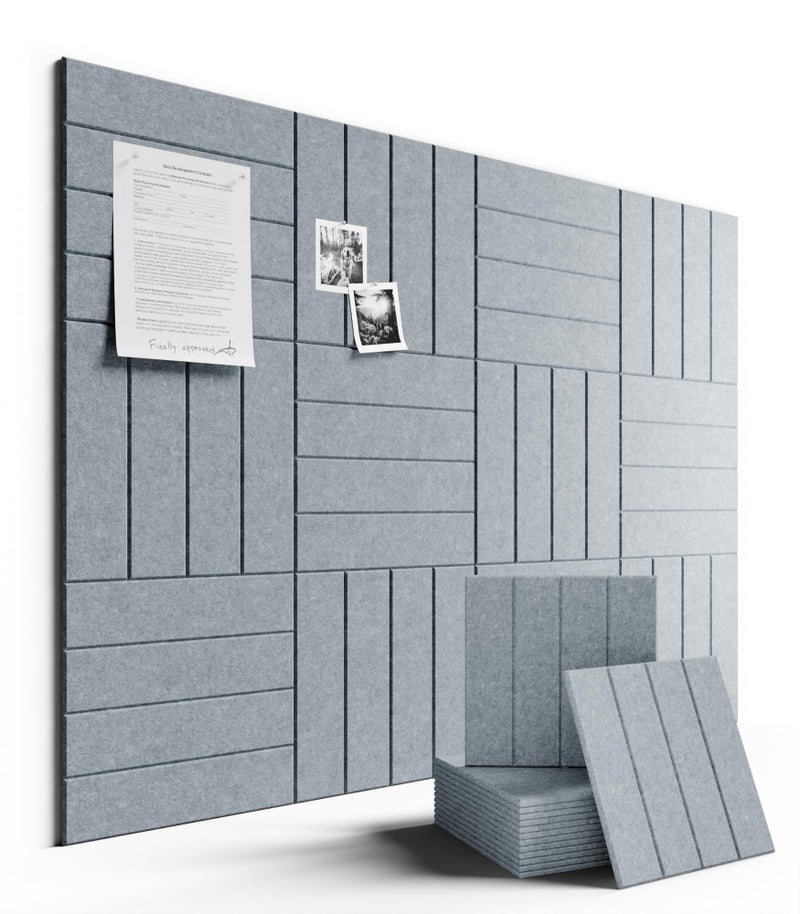 Fluxynara Large Felt Bulletin Board 48" x 36" Cork Board Alternative-12 Pack with 70 Safe Removable Adhesive Tabs, Cork Boards for Walls Cork Board for Home Office Classroom Pin Board-Blue Gray - Image 1