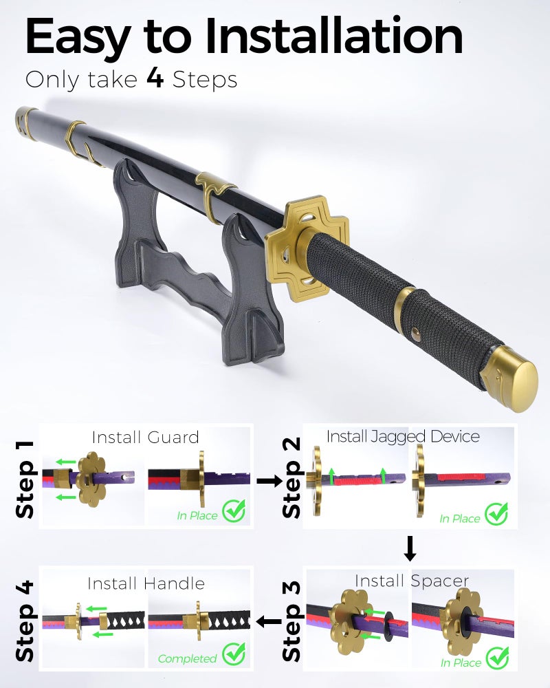 Cold Blade Katana Sword - 41 inches Katana Replica with Holster Belt and Display Stand - Sword with Authentic Design Xuezou - Image 3