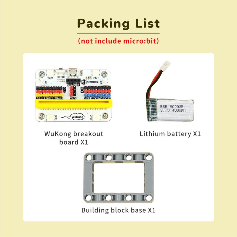 EF ELECFREAKS ELECFREAKS microbit Wukong Expansion Board Adapter for microbit Drive 8-Way Servo / 2-Way Motor / 8-Way Sensor  Breakout Board with 400mAh Li-ion Battery / 8 LED / 4 Rainbow LED  - Image 2