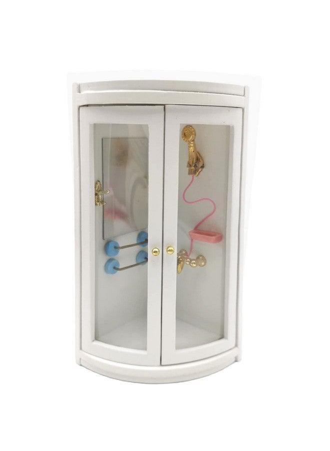 SXFSE Dollhouse Shower Room,1:12 Dollhouse Miniature Furniture Simulation White Bathroom Shower Room - Image 1