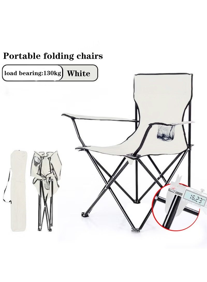 CIMIA Camping Chair,Portable Folding Outdoor Chair with Carrying Bag,80*50*50cm,White  - Image 1