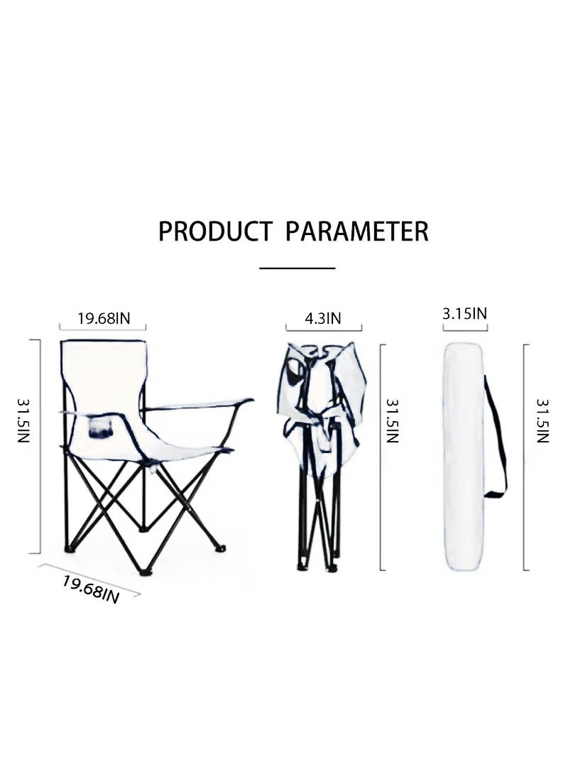 CIMIA Camping Chair,Portable Folding Outdoor Chair with Carrying Bag,80*50*50cm,White  - Image 4