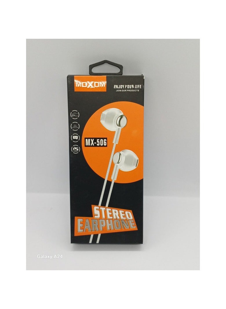 MOXOM - Wired Acoustic In-Ear Headphone White - Image 1