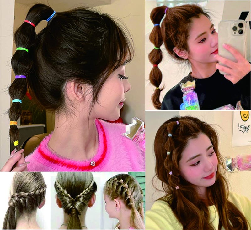 SAOYOAS 2000 PCS Clear Elastic Mini Ponytail Rubbers Ties, Soft Non-Slip Small Hair Accessories for Girls, with 2 PCS Topsy Tail Tools - Image 5