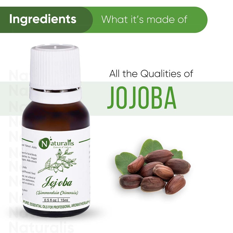 Naturalis Essence of Nature Extra Virgin Unrefined Cold Pressed Golden Jojoba Carrier Oil for face and Hair 15ml - Image 3