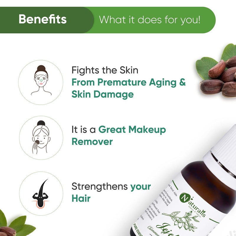 Naturalis Essence of Nature Extra Virgin Unrefined Cold Pressed Golden Jojoba Carrier Oil for face and Hair 15ml - Image 4