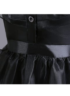 Beauenty Baby Girls Cool Black Dress Costume for Kids Girls Princess Dress Up with Black Hair Wig & Belt  - Image 4