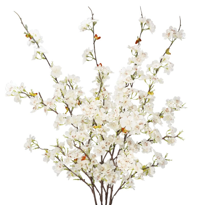 obbsie Artificial Cherry Blossom Flowers (White) - Image 1