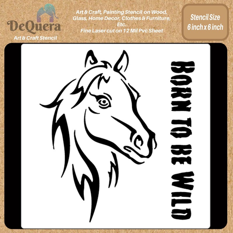 DEQUERA DeQuera Horse Reusable DIY Wall Stencil for Home Decoration Animal Stencil Stencils for Craft and Art for Adults Quote Stencil Wall Stencil Stencils of Animals Size 6 x 6 Inch DQL1166