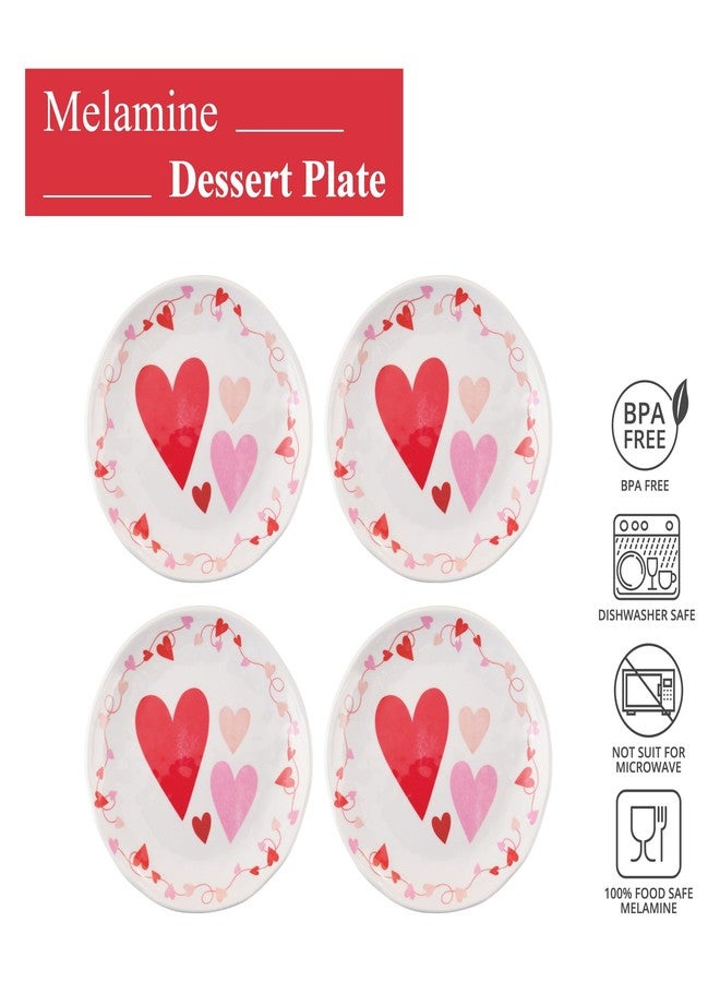 أب طقم أطباق ميلامين من UPware مكون من 4 قطع مقاس 6 بوصات، أطباق حلويات ومقبلات وأطباق عشاء وأطباق تقديم صغيرة وأطباق حفلات وأطباق مستديرة للحلويات والوجبات الخفيفة والفواكه والأطباق الجانبية (عيد الحب) - Image 2