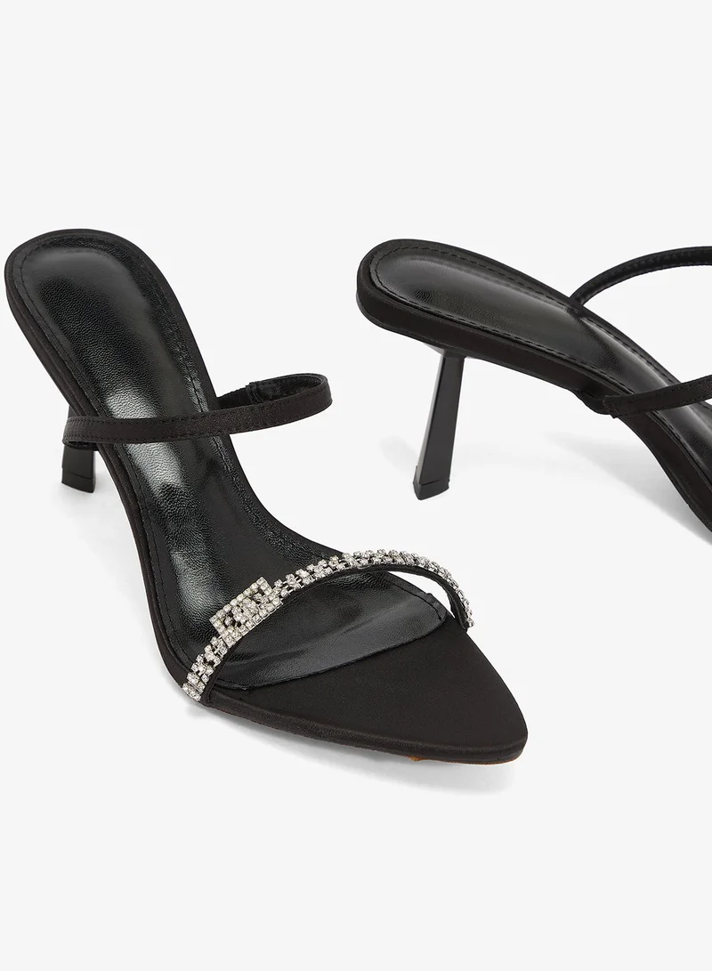 Ella Limited Edition Black Rhinestone Embellished Buckle Detail Sling Back Heels for Women | Best Price UAE
