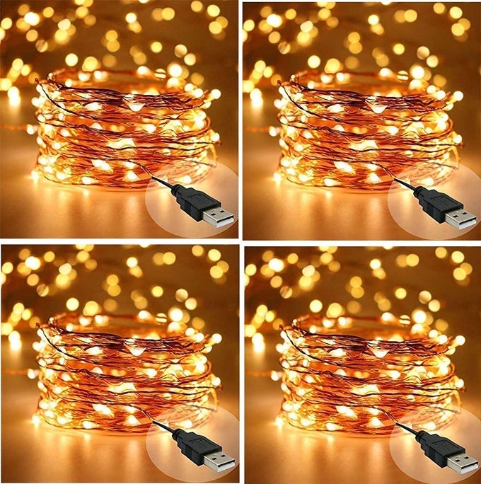 COPPER FAIRY STRING LIGHTS WITH USB CABLE FOR HOME DECORATION 10 METERS PACK OF 4