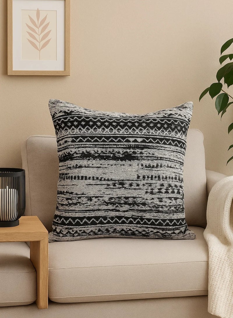 لوفت وسادة مربعة من كوتانيا، بنمط هندسي، باللونين الأبيض والأسود - 65×65 سم، بلمسة عصرية من طراز بوهو، مصنوعة من القماش، وسادة مربعة مزخرفة - 101K-Q3 - Image 1