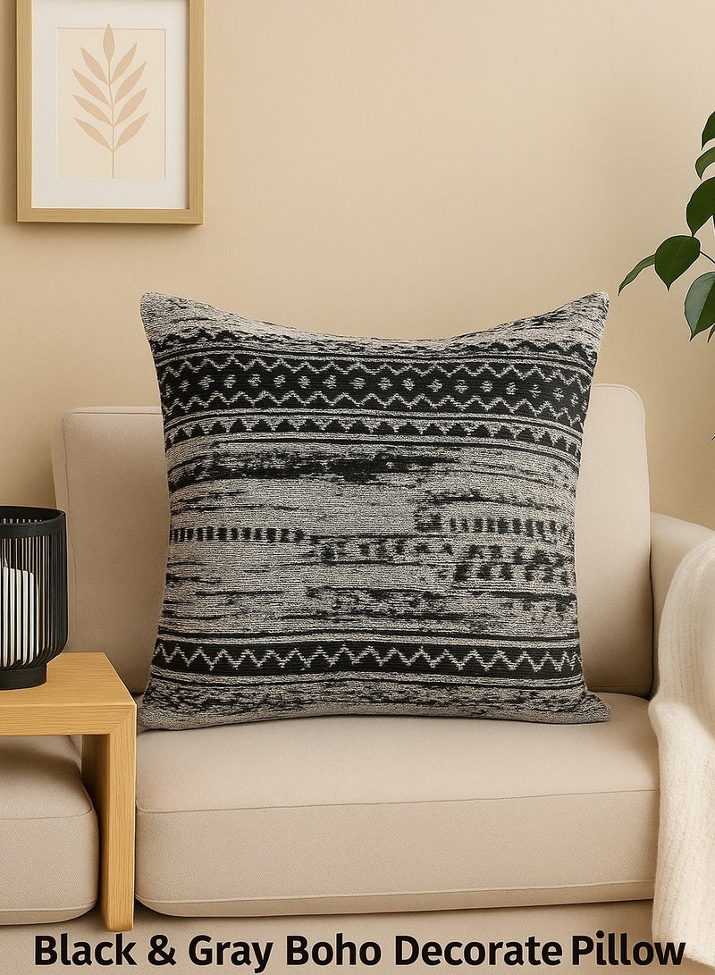 لوفت وسادة مربعة من كوتانيا، بنمط هندسي، باللونين الأبيض والأسود - 65×65 سم، بلمسة عصرية من طراز بوهو، مصنوعة من القماش، وسادة مربعة مزخرفة - 101K-Q3 - Image 2