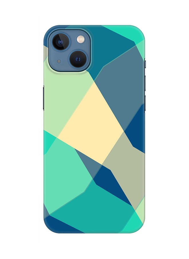 Case for Apple iPhone 14 Slim Snap Classic Series Mobile Cover Hard PC Shield Matte Finish Print - Checkered Aqua