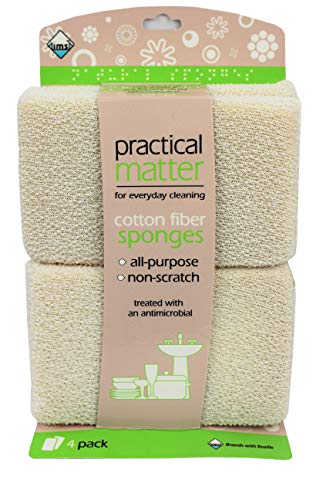 Cleanlogic Practical Matter Cotton Fiber Bath & Shower Sponge (Pack of 4) - Image 1