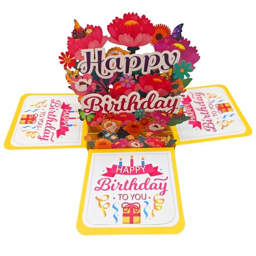 Akeydeco 3D Pop Up Birthday Cards,Birthday Pop Up Greeting Cards Laser Cut Happy Birthday Cards Including Envelopes Best for Mom,Wife,Sister, Boy,Girl,Friends 1 Pack - Image 3
