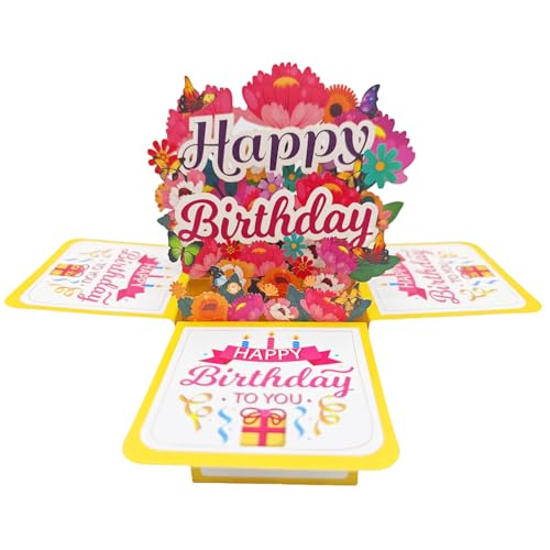 Akeydeco 3D Pop Up Birthday Cards,Birthday Pop Up Greeting Cards Laser Cut Happy Birthday Cards Including Envelopes Best for Mom,Wife,Sister, Boy,Girl,Friends 1 Pack - Image 2
