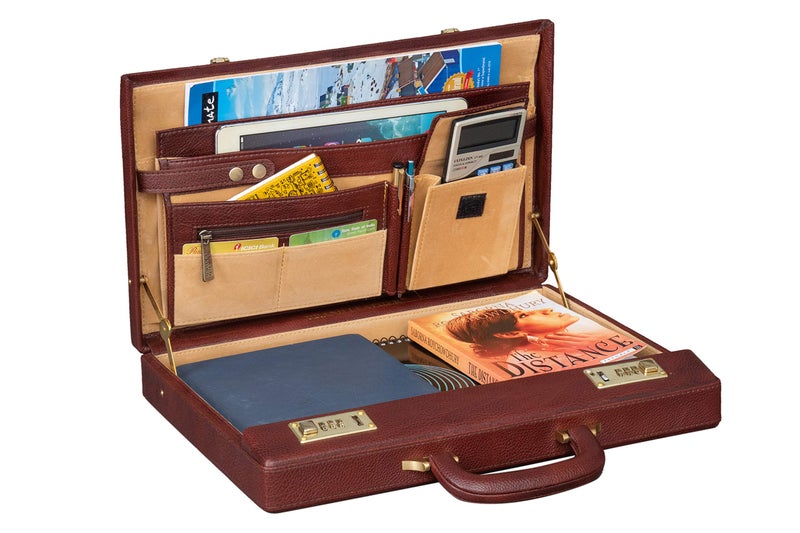 BRAND LEATHER Men's Leather Hard Briefcase (BL202, Brown, 30 cm) - Image 5