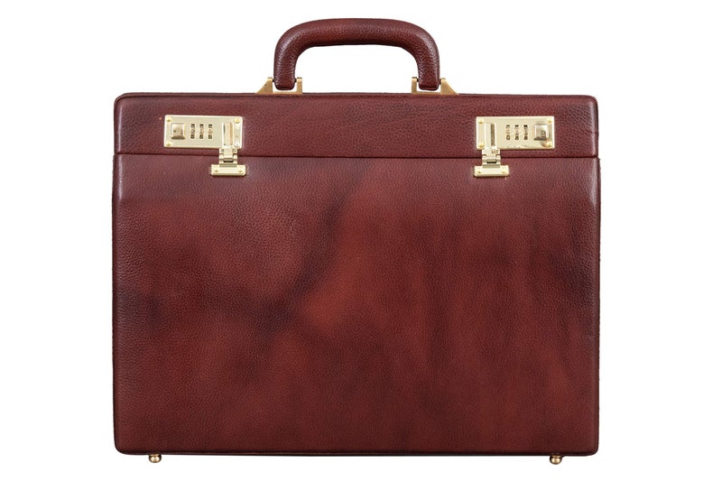 BRAND LEATHER Men's Leather Hard Briefcase (BL202, Brown, 30 cm) - Image 4