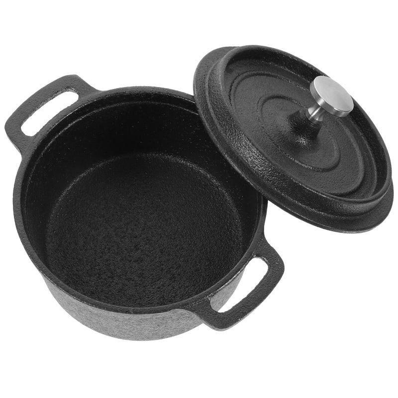 10cm Mini Cast Iron Milk Pot Thickened Non Coated Saucepan With Lid For Cooking Soup - Image 2