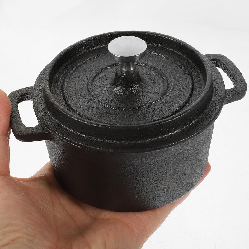 10cm Mini Cast Iron Milk Pot Thickened Non Coated Saucepan With Lid For Cooking Soup - Image 5