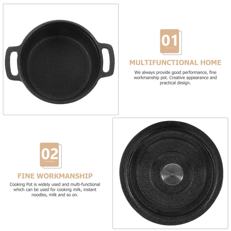 10cm Mini Cast Iron Milk Pot Thickened Non Coated Saucepan With Lid For Cooking Soup - Image 4