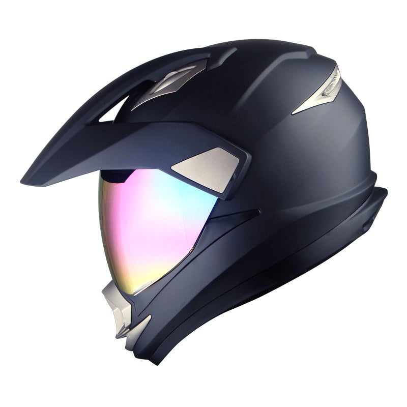 1Storm Dual Sport Helmet Motorcycle Full Face Motocross Off Road Bike Matt Black HGXP14A