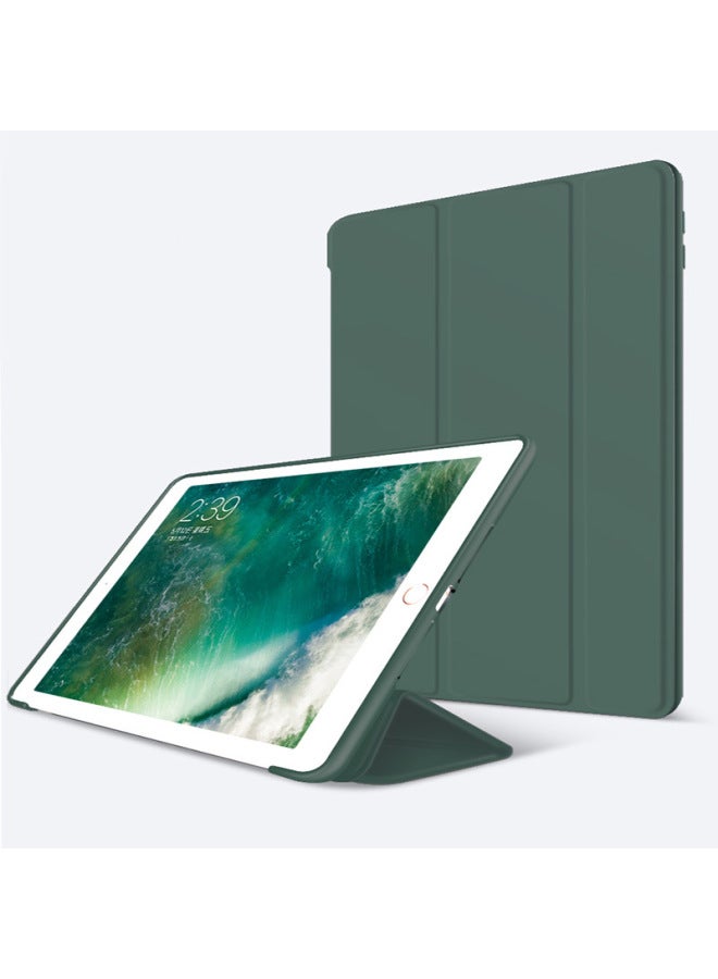 Suitable For Ipad10.9 Protective Case 11 Inch Pro Tri-fold Flat Leather Case Air5 Protective Case 10.2/9.7 Flip-Color:Dark Night Green-Applicable Model:mini 7