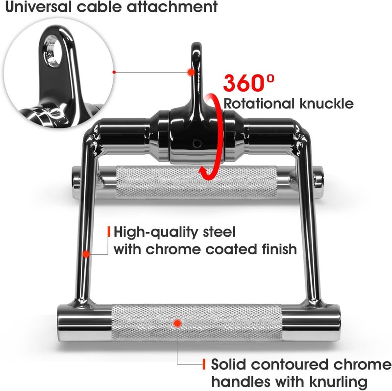 Yes4All Double D Row Handle Cable Attachment, Combo Tricep Pulldown Rope, Cable Machine Accessories for Home Gym - Image 4