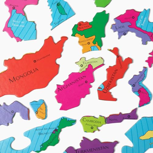 Geotoys ألعاب الألغاز الجغرافية من GeoToys، ألغاز على شكل قارة آسيا، 50 قطعة، لعبة جغرافيا وألغاز خريطة، ألغاز للأطفال من 6-9 سنوات، هدايا صغيرة للأطفال - Image 4