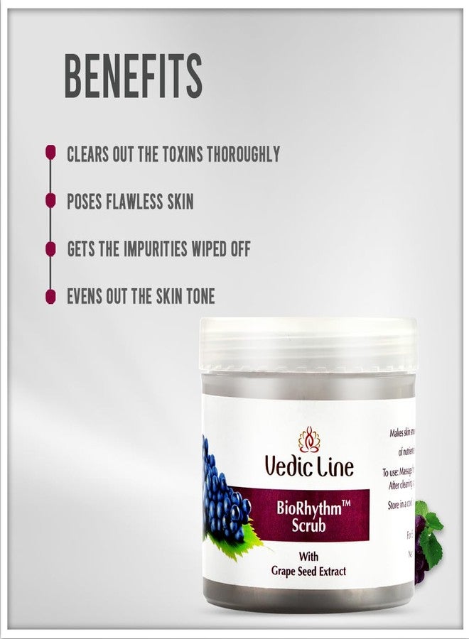 Vedic Line Vedicline Bio Rhythm Scrub, Reduce Dirt & Impurities, Dead Skin with Grape Seed, Olive Oil, And Walnut shell For Soft Looking Skin, 100ml - Image 3