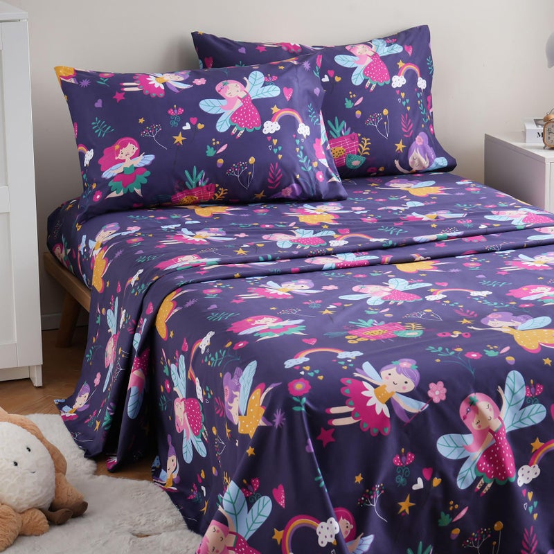 مجموعة شراشف جيسد للأولاد بنمط الزهور بحجم توين 3 قطع شراشف ميكروفايبر مطبوعة بجيب عميق