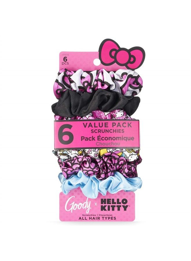 Goody غودي × هالو كيتي رباط شعر بدون ألم - 6 قطع، متنوعة - يساعد في تثبيت الشعر في مكانه - ملحقات شعر لتنسيق سهل والحفاظ على شعرك مؤمن - لجميع أنواع الشعر - بدون ألم - Image 1