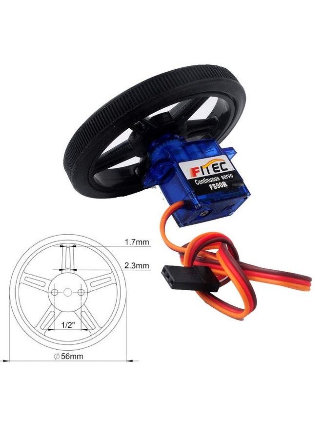 Feetech Fs90R 360 Degree Continuous Rotation Micro Servo Motor + Rc Tire Wheel For Arduino Microbit (Pack Of 2)