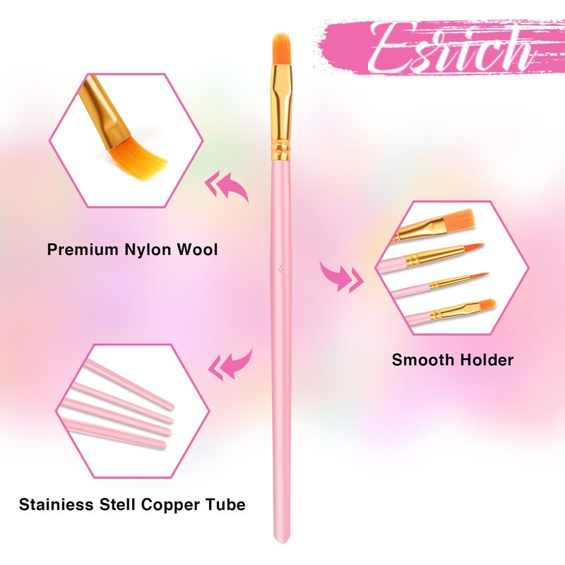 ESRICH Acrylic Paint Brushes Set, 20 Packs / 200 Pcs Nylon Hair Paint Brushes,Paint Brush Set Suitable for Oil, Watercolor,Rock Body Face Art, Adult Perfect Art Painting Craft Paint Brush Kits. - Image 5