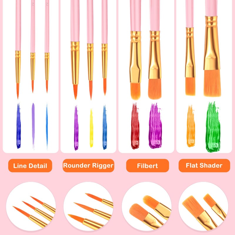 ESRICH Acrylic Paint Brushes Set, 20 Packs / 200 Pcs Nylon Hair Paint Brushes,Paint Brush Set Suitable for Oil, Watercolor,Rock Body Face Art, Adult Perfect Art Painting Craft Paint Brush Kits. - Image 4