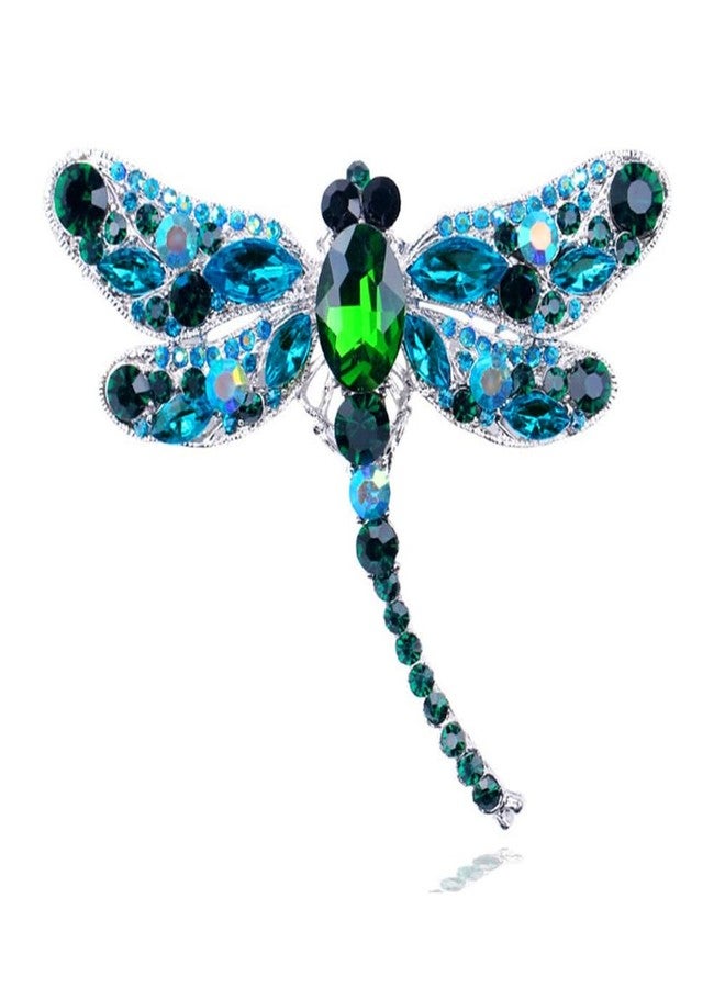 Bestdays Green Crystal Rhinestone 3.6" Dragonfly Brooch Pin Pendant Jewelry Birthday Gifts Mother's Day Brooches and Pins - Image 1