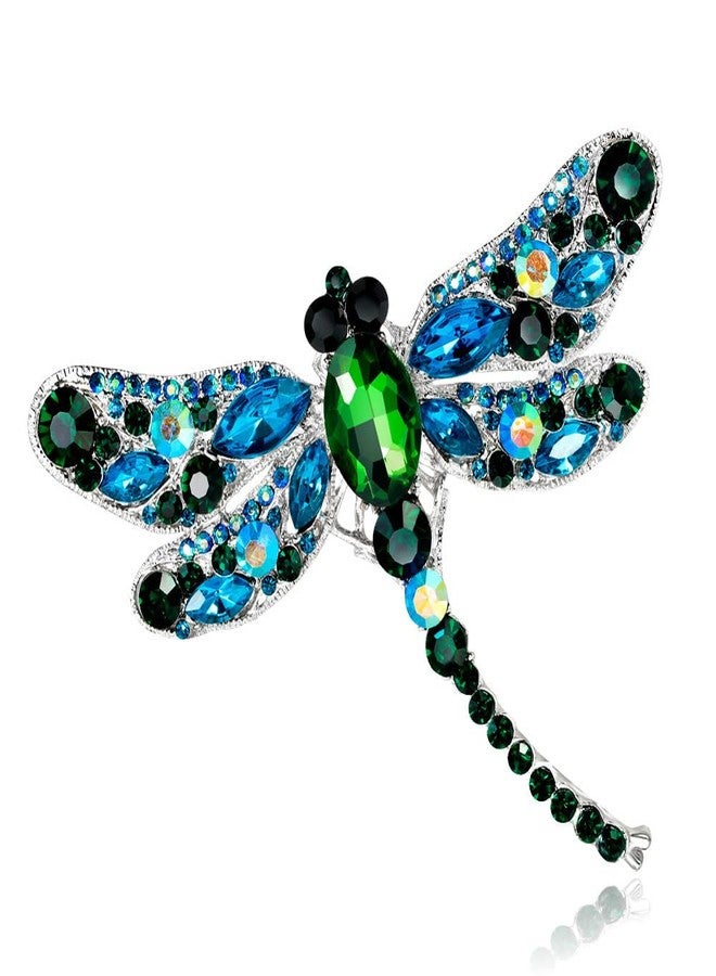 Bestdays Green Crystal Rhinestone 3.6" Dragonfly Brooch Pin Pendant Jewelry Birthday Gifts Mother's Day Brooches and Pins - Image 2