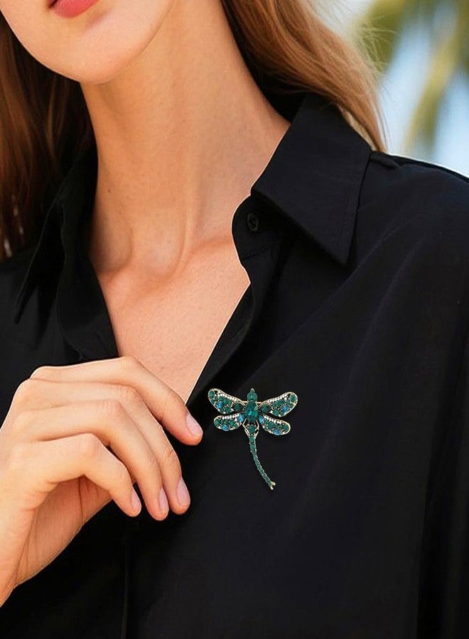 Bestdays Green Crystal Rhinestone 3.6" Dragonfly Brooch Pin Pendant Jewelry Birthday Gifts Mother's Day Brooches and Pins - Image 4