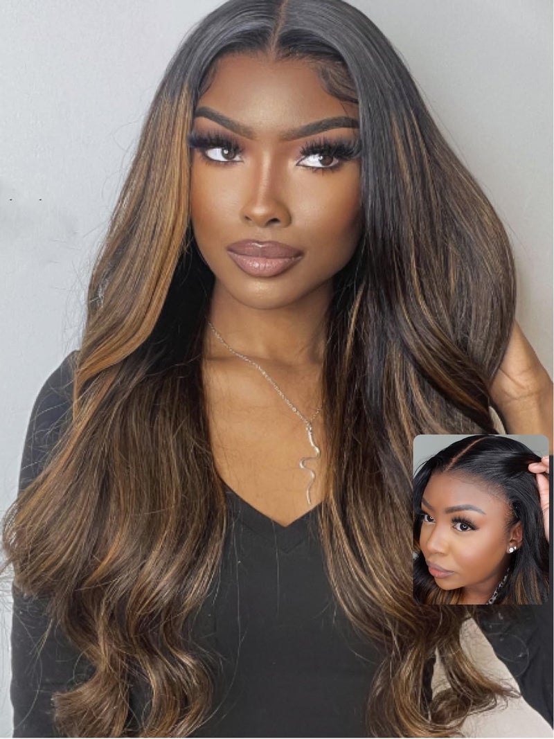 UNICE Bye Bye Knots Pre Everything Glueless Wig Balayage Brown 7x5 Lace Front Wigs Human Hair Body Wave Pre Plucked Pre Cut Bleached Knots Ready to Go Human Hair Wig 150 Density 20 inch
