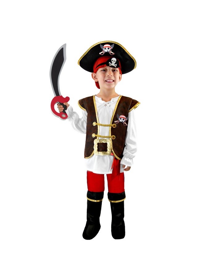 Spooktacular Creations - Halloween Pirate Costume Kids, Red Boys Pirate Costume Set, Pirate Accessories Costume For Toddler Dress-Up, Themed Party (Small 5-7) - Image 1