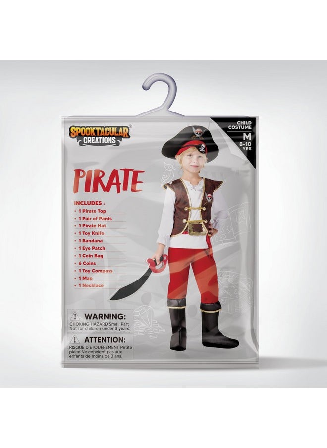 Spooktacular Creations - Halloween Pirate Costume Kids, Red Boys Pirate Costume Set, Pirate Accessories Costume For Toddler Dress-Up, Themed Party (Small 5-7) - Image 1