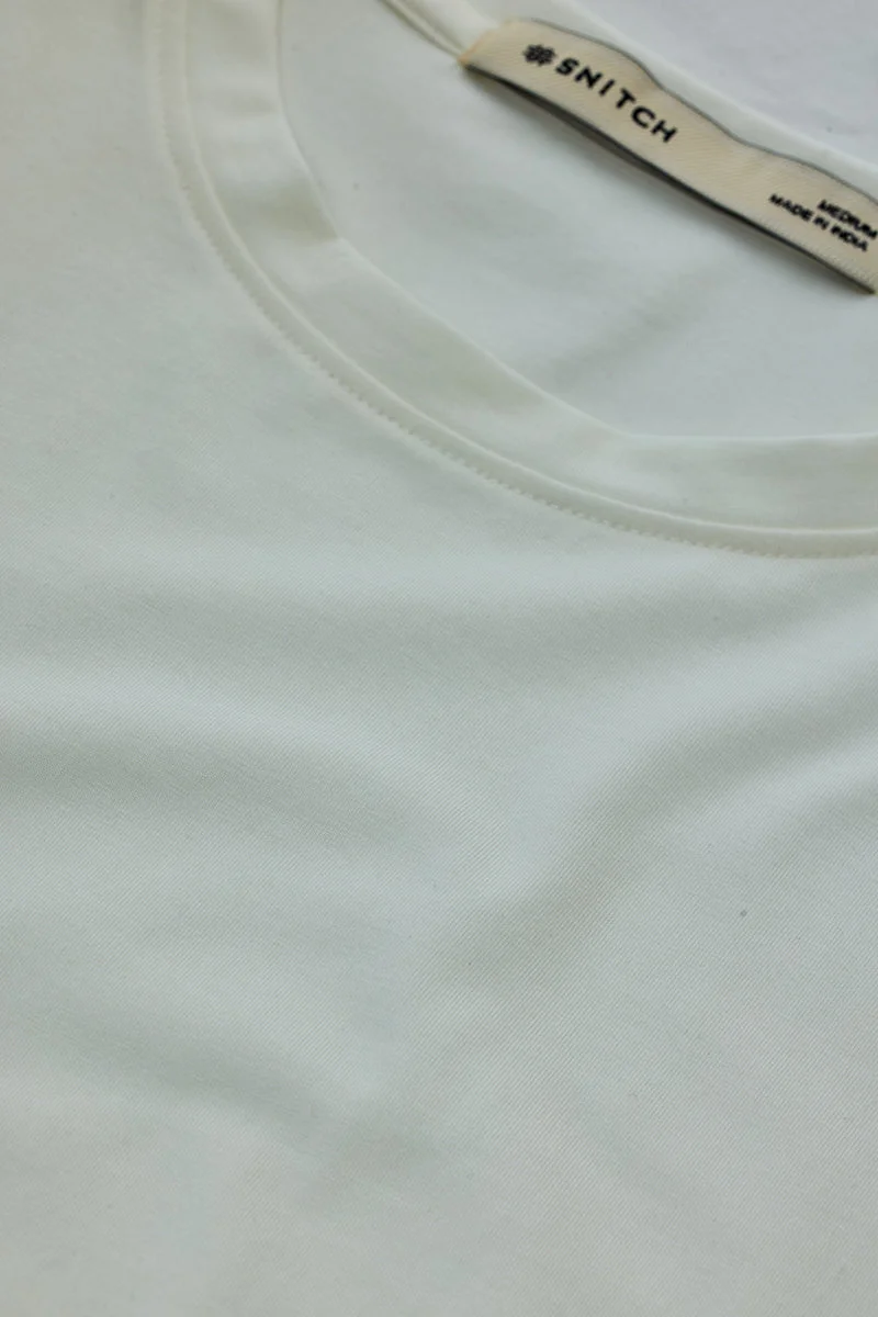 Snitch Off White Regular Fit Stretch T-Shirt for Men | Best Price UAE