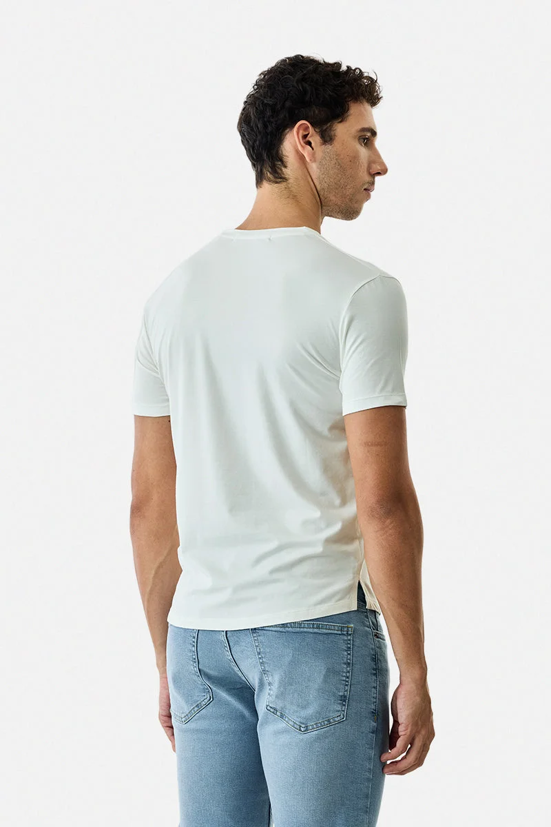 Snitch Off White Regular Fit Stretch T-Shirt for Men | Best Price UAE