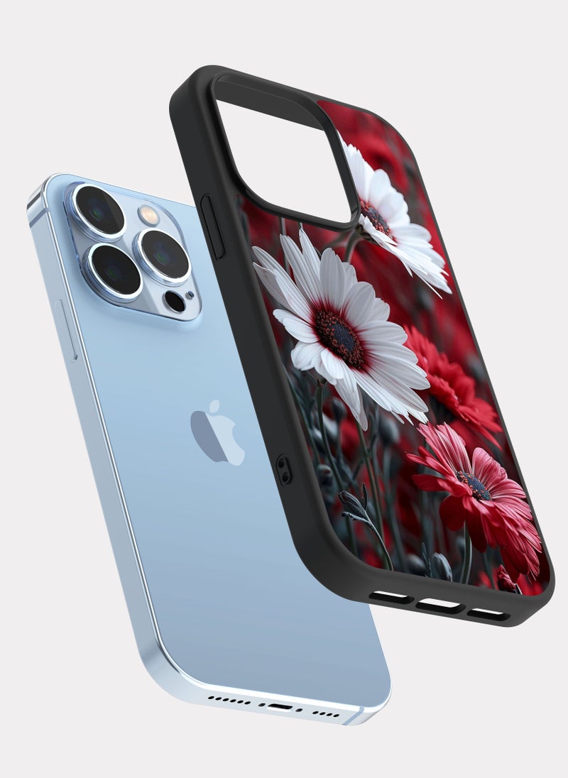 بكسلات كفر ايفون 13 برو ورود ابيض احمر - Image 2