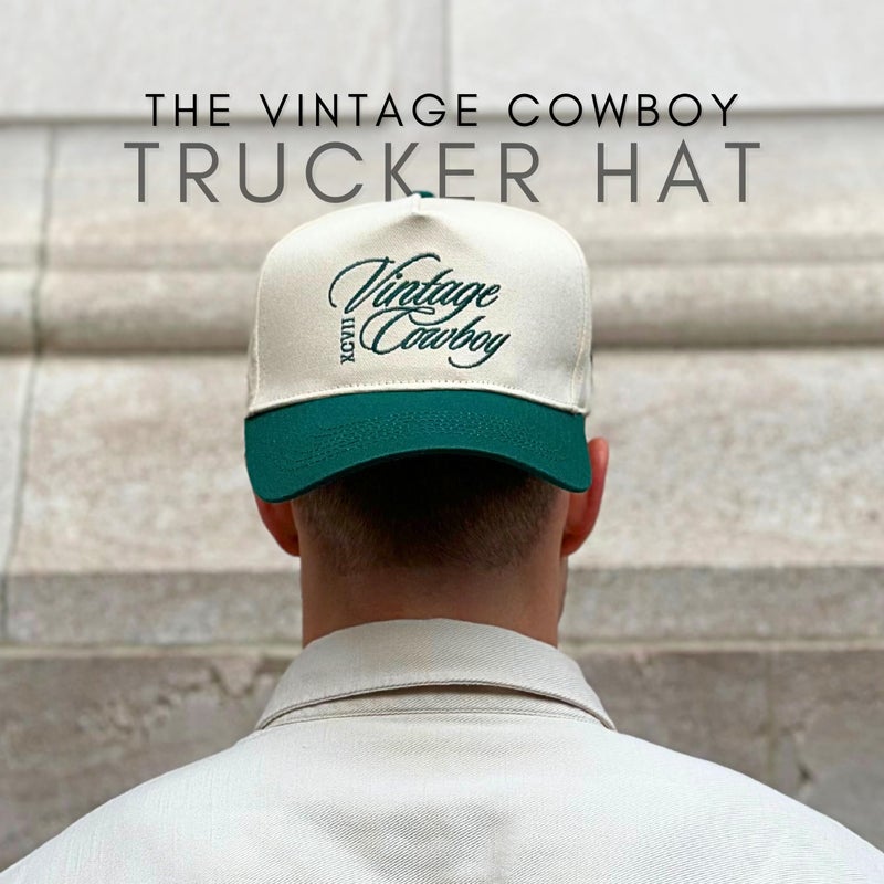 CITRUSY Vintage Western Trucker Hat | Men & Women | Embroidered Trendy Caps | Country Cute Hats for Cowgirls & Cowboys | Camo Denim Cotton Styles | Snapback Hat (Vintage Cowboy | Green) - Image 4